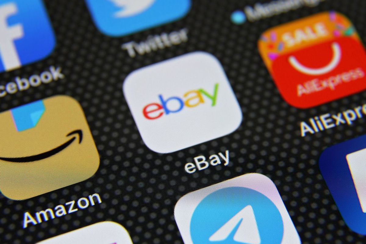 Online shopping e-commerce mobile app icons stock photo