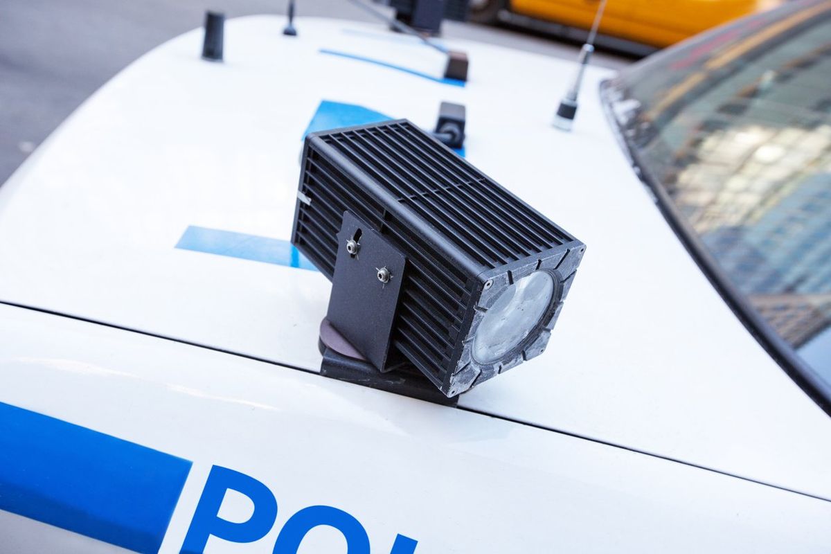 Police License plate scanner stock photo