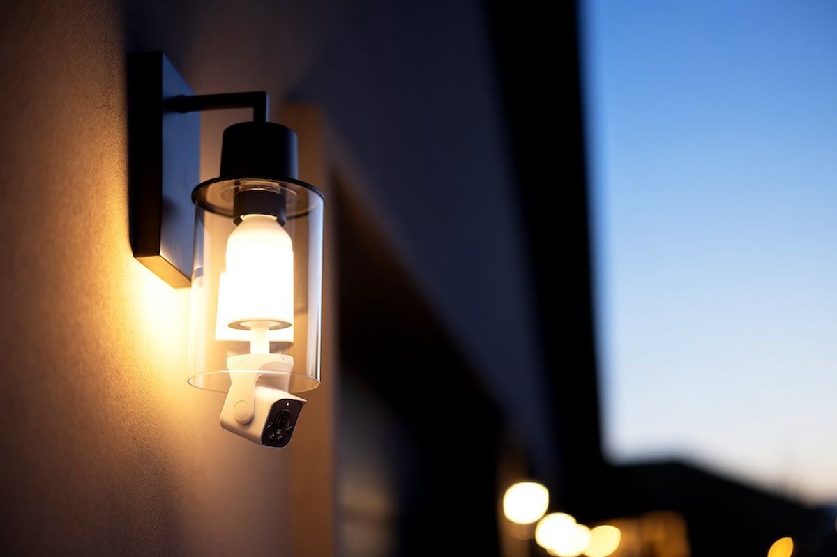 photo of Wyze Bulb Cam installed on a house outside.